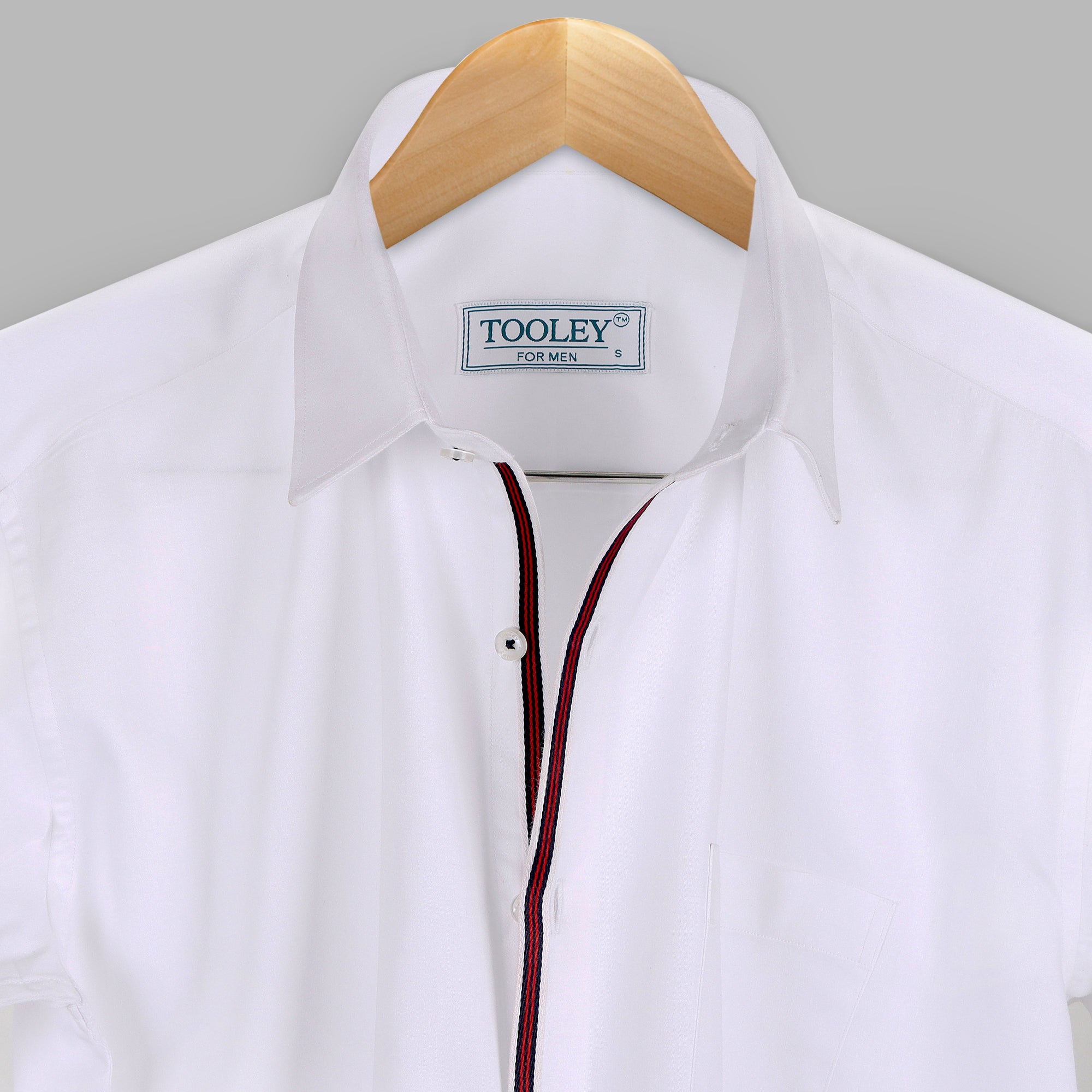 Elegant Red Striped Giza Cotton White Designer Shirt Code-1008