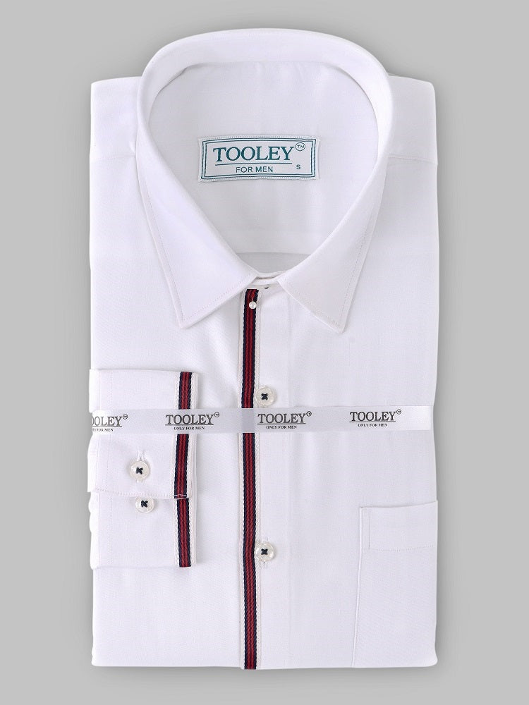 Elegant Red Striped Giza Cotton White Designer Shirt Code-1008