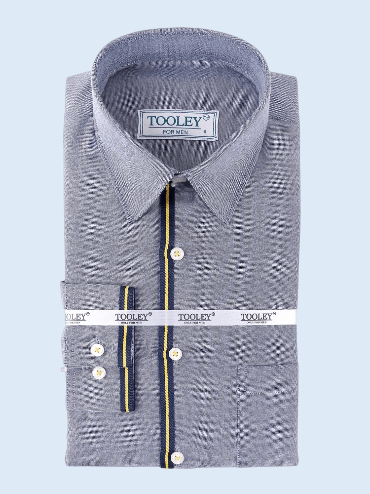 Premium Oxford Grey Cotton Yellow Lining Designer Shirt Code-1023