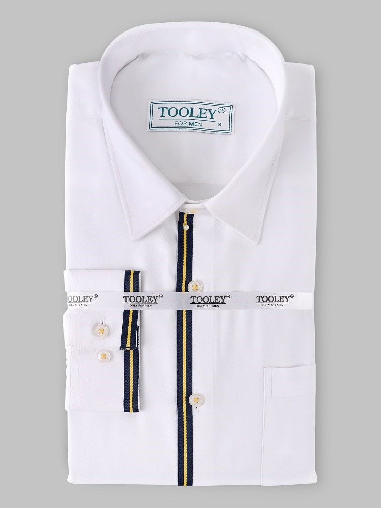 Luxurious Yellow Striped Giza Cotton White Designer Shirt Code-1028