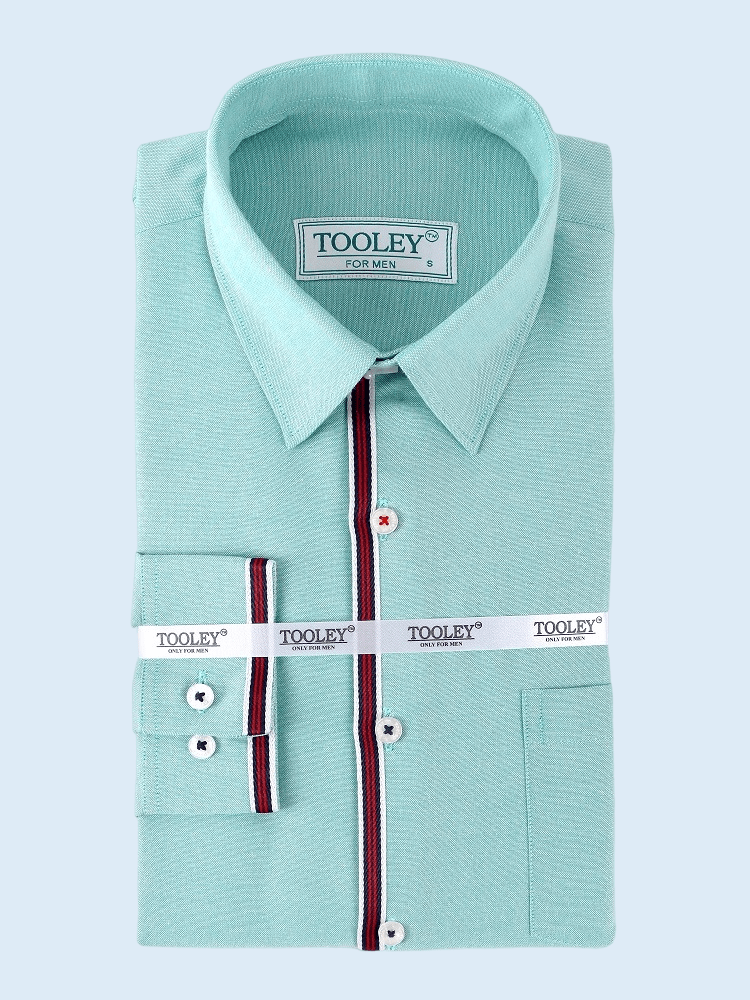 Green Premium Oxford Cotton Red Striped Designer Shirt Code-1041