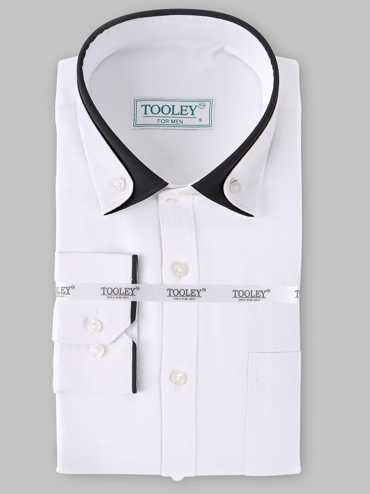 Premium White Giza Cotton With Black Collar Designer Shirt Code-1054