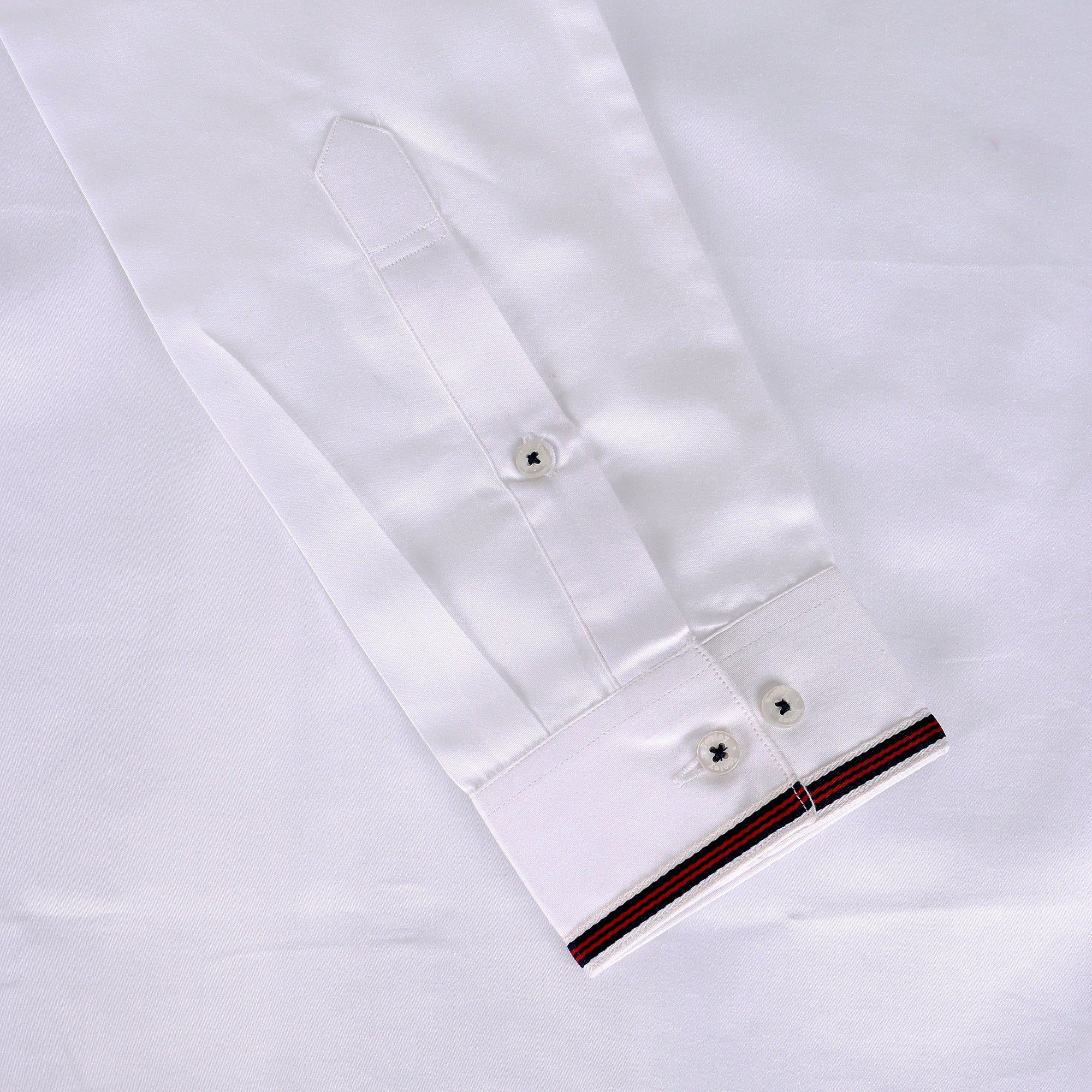 Elegant Red Striped Giza Cotton White Designer Shirt Code-1008