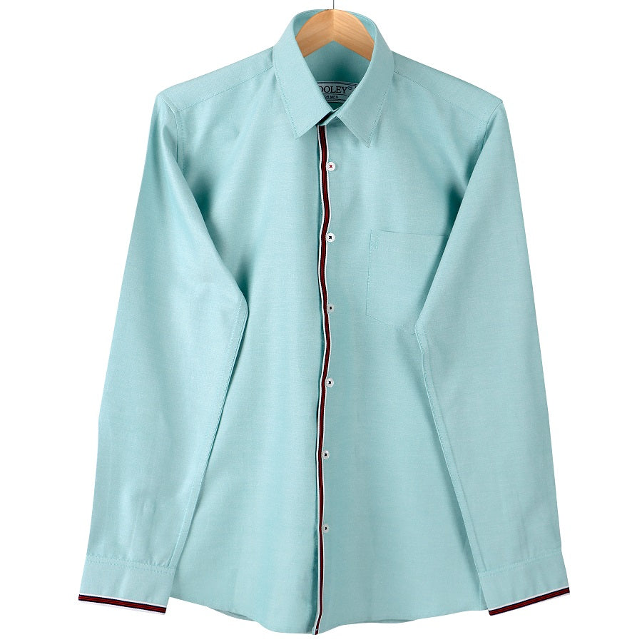 Green Premium Oxford Cotton Red Striped Designer Shirt Code-1041