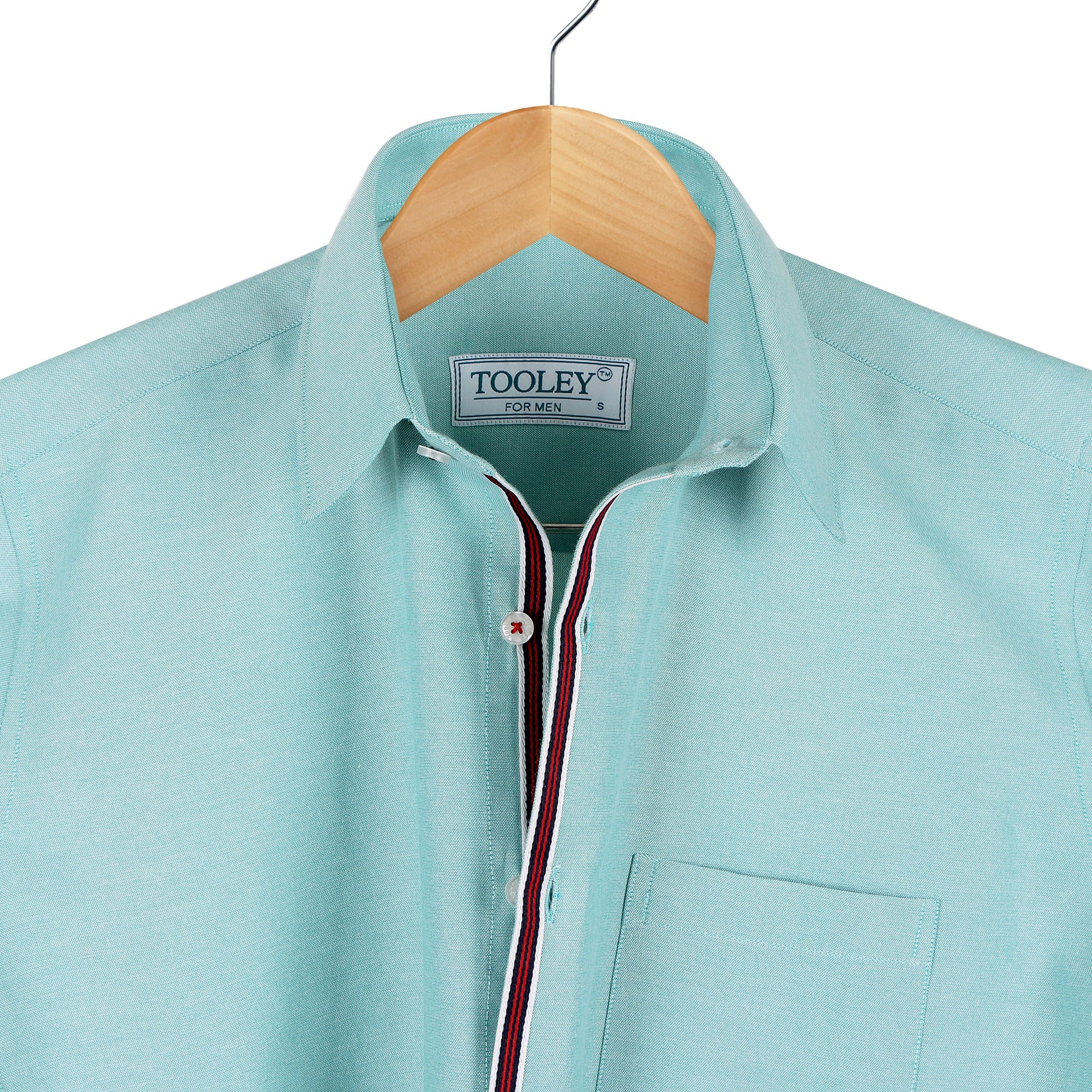 Green Premium Oxford Cotton Red Striped Designer Shirt Code-1041