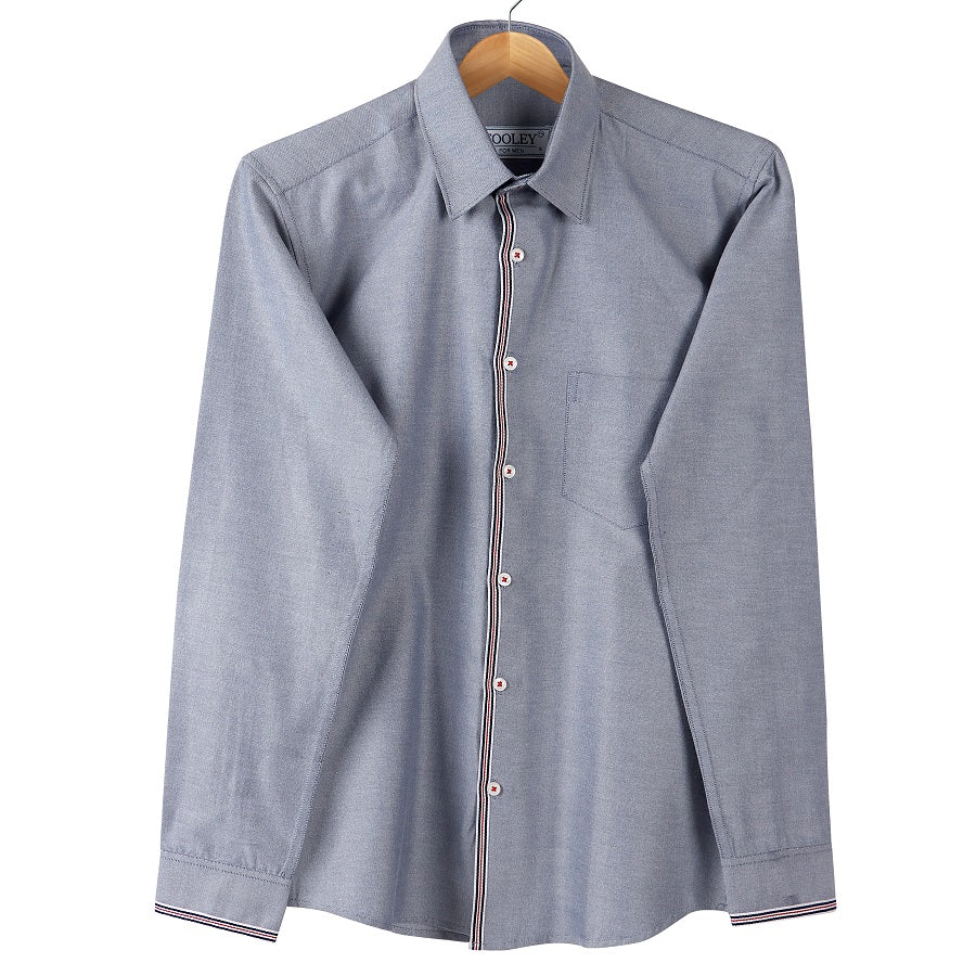 Premium Oxford Grey Cotton Blue Lining Designer Shirt Code-1024
