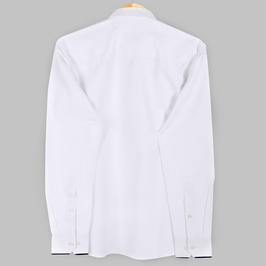 Premium White Giza Cotton With Black Collar Designer Shirt Code-1054