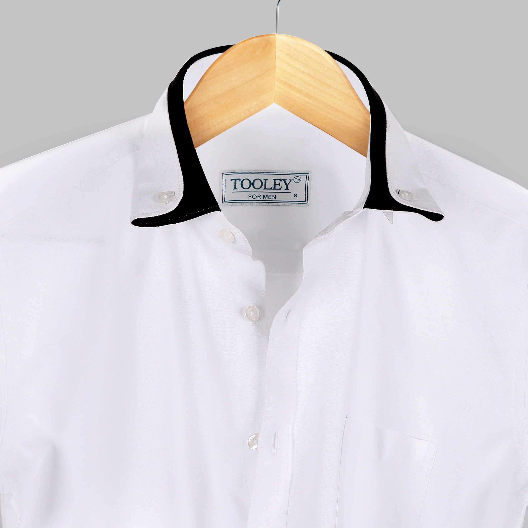 Premium White Giza Cotton With Black Collar Designer Shirt Code-1054