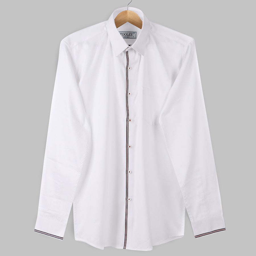 Premium Giza White With Blue Lining Designer Shirt Code-1044