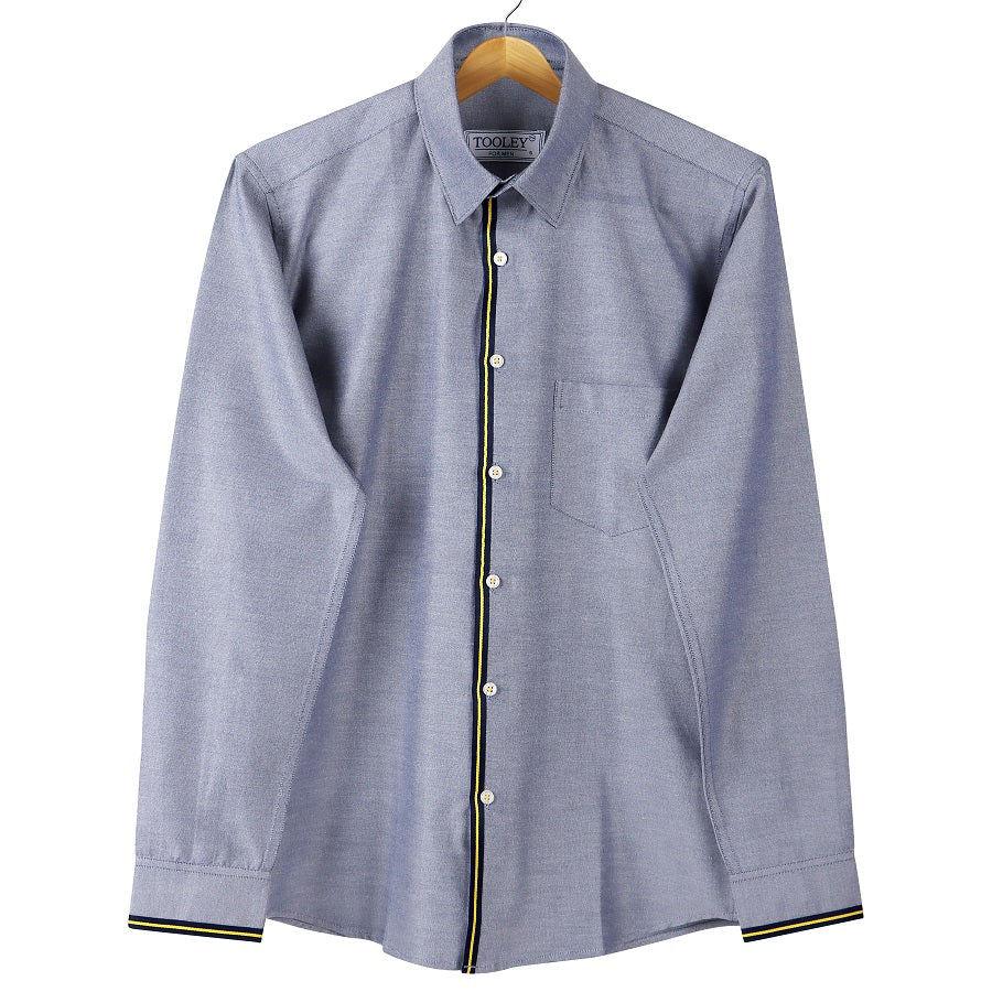 Premium Oxford Grey Cotton Yellow Lining Designer Shirt Code-1023
