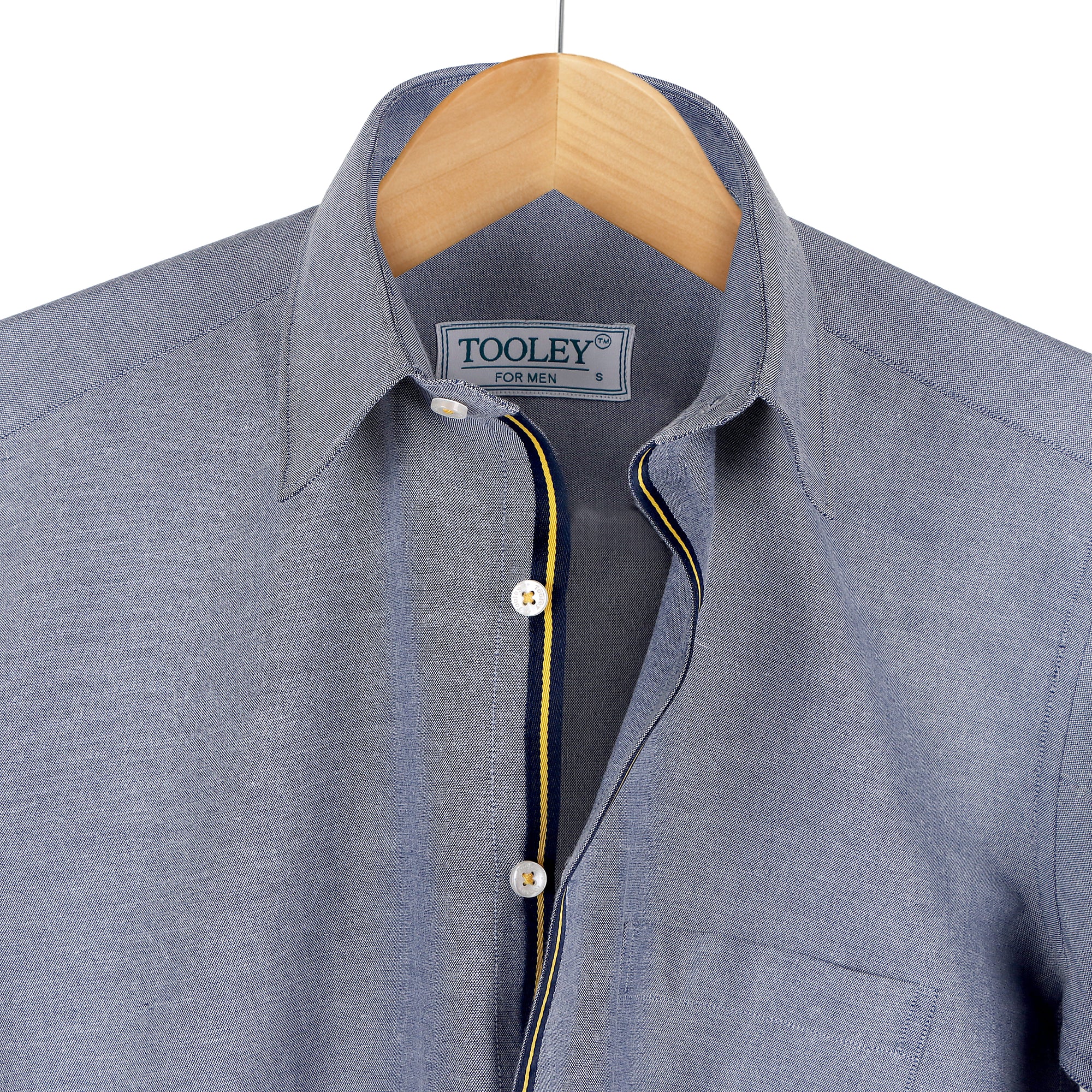 Premium Oxford Grey Cotton Yellow Lining Designer Shirt Code-1023
