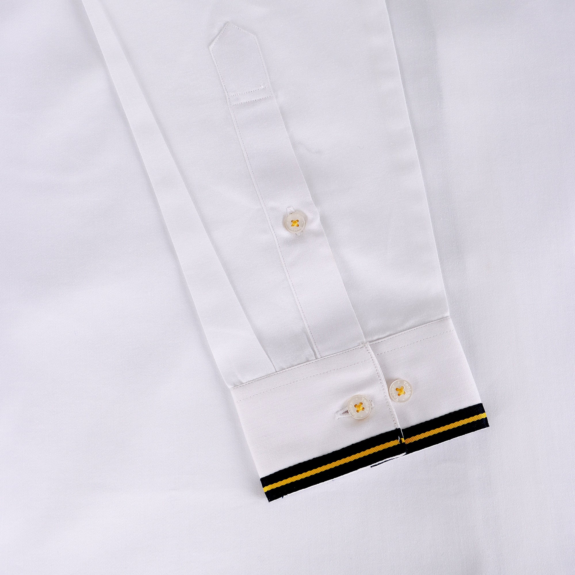 Luxurious Yellow Striped Giza Cotton White Designer Shirt Code-1028