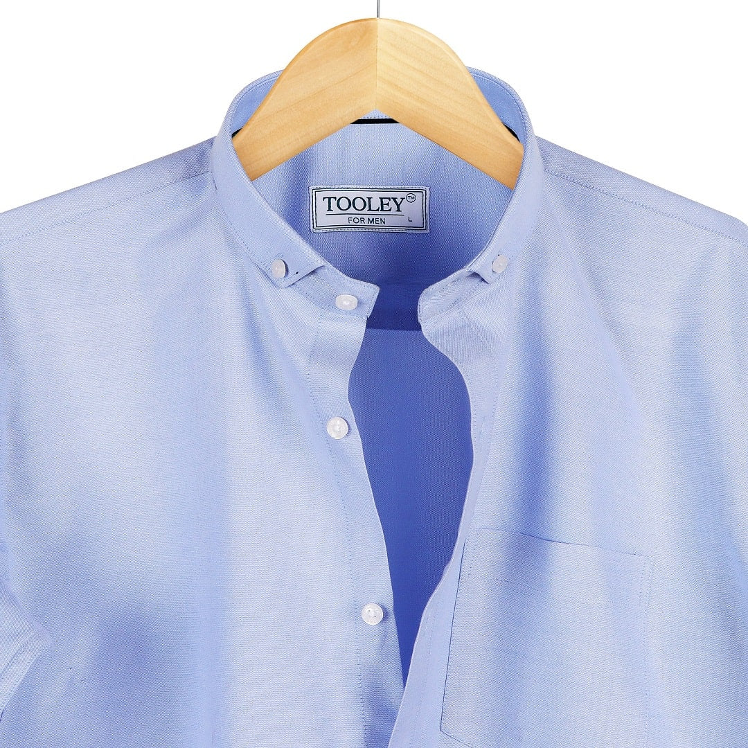 Men's Light Blue Long Sleeve Oxford Shirt Code-1205