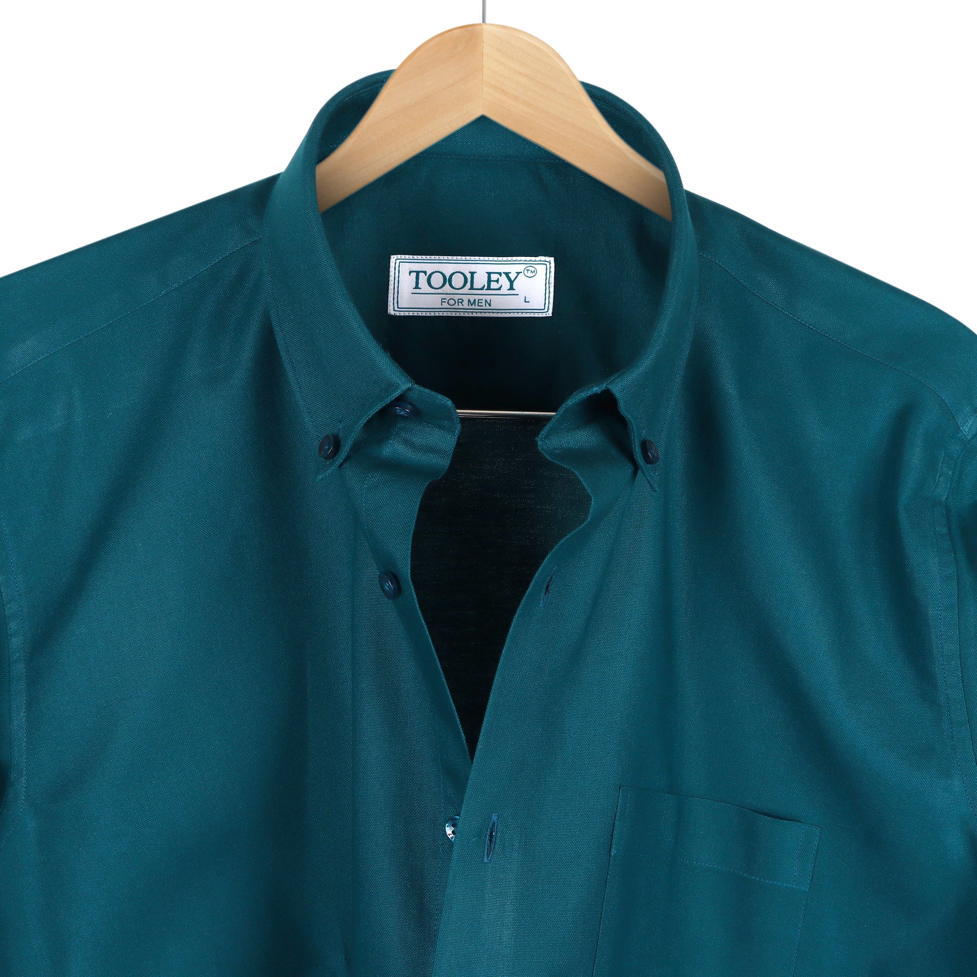 Prussian Blue Oxford Cotton Button Down Shirt Code-1046