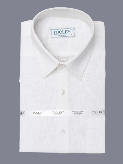 Men's White Linen Half Sleeve Solid Business Shirt Code-1004