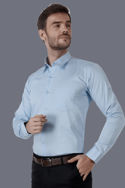 Formal Premium Giza Cotton Ivory Blue Shirt- 1002