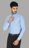 A-Men's Cotton Light Blue Formal Button-down Collar Shirt Code-1016