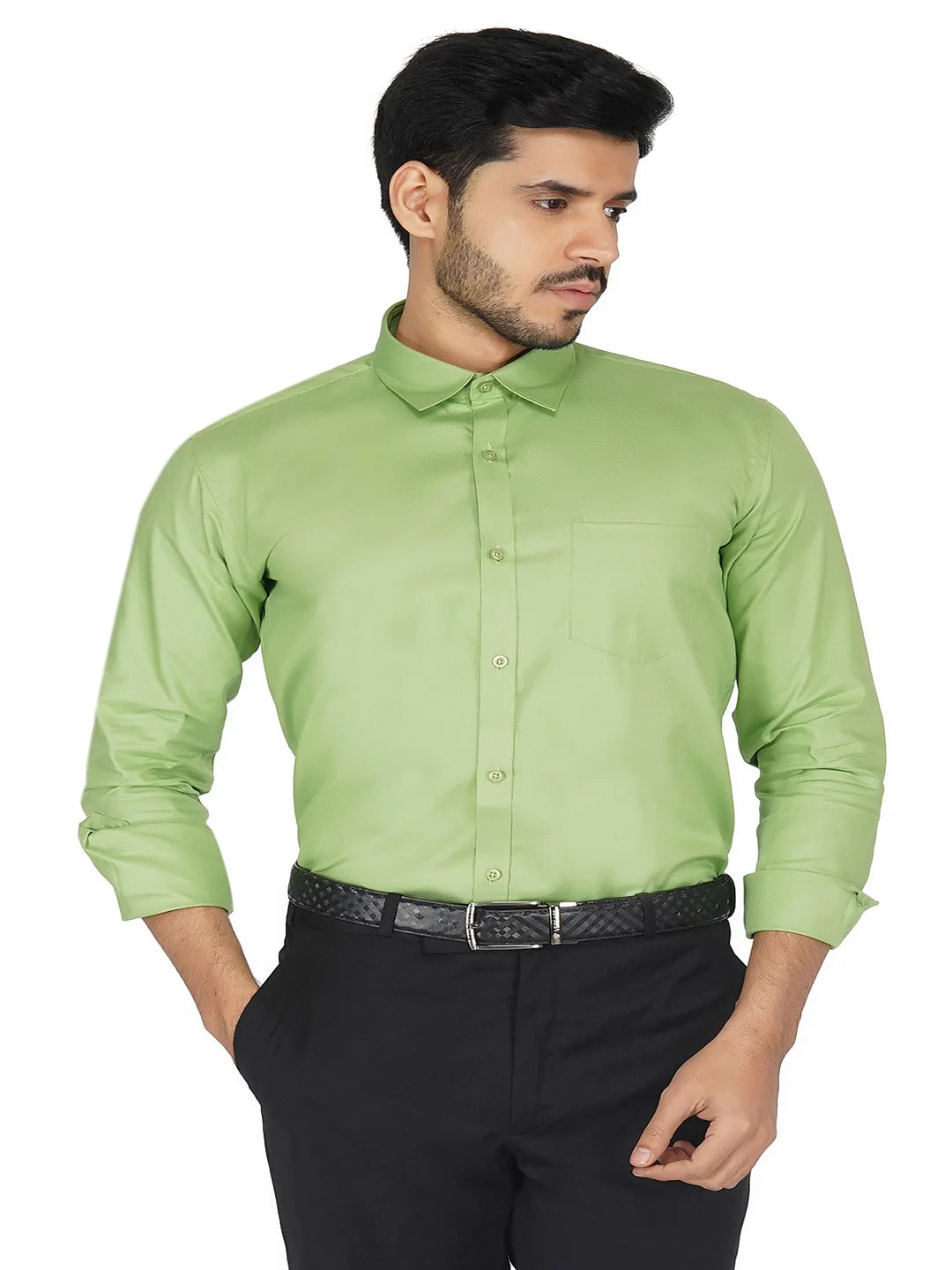 Olive Premium Dobby Cotton Shirt Code-1077