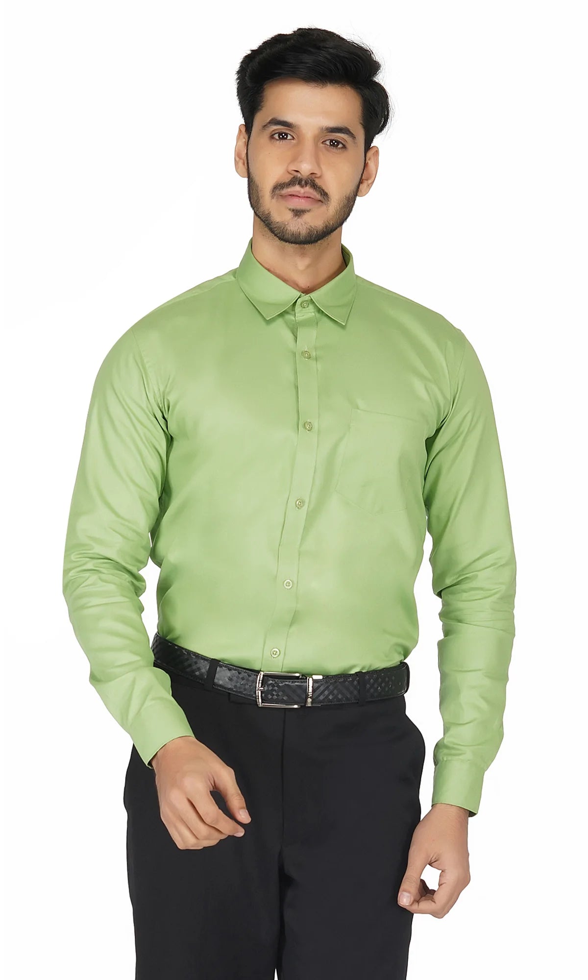 Olive Premium Dobby Cotton Shirt Code-1077