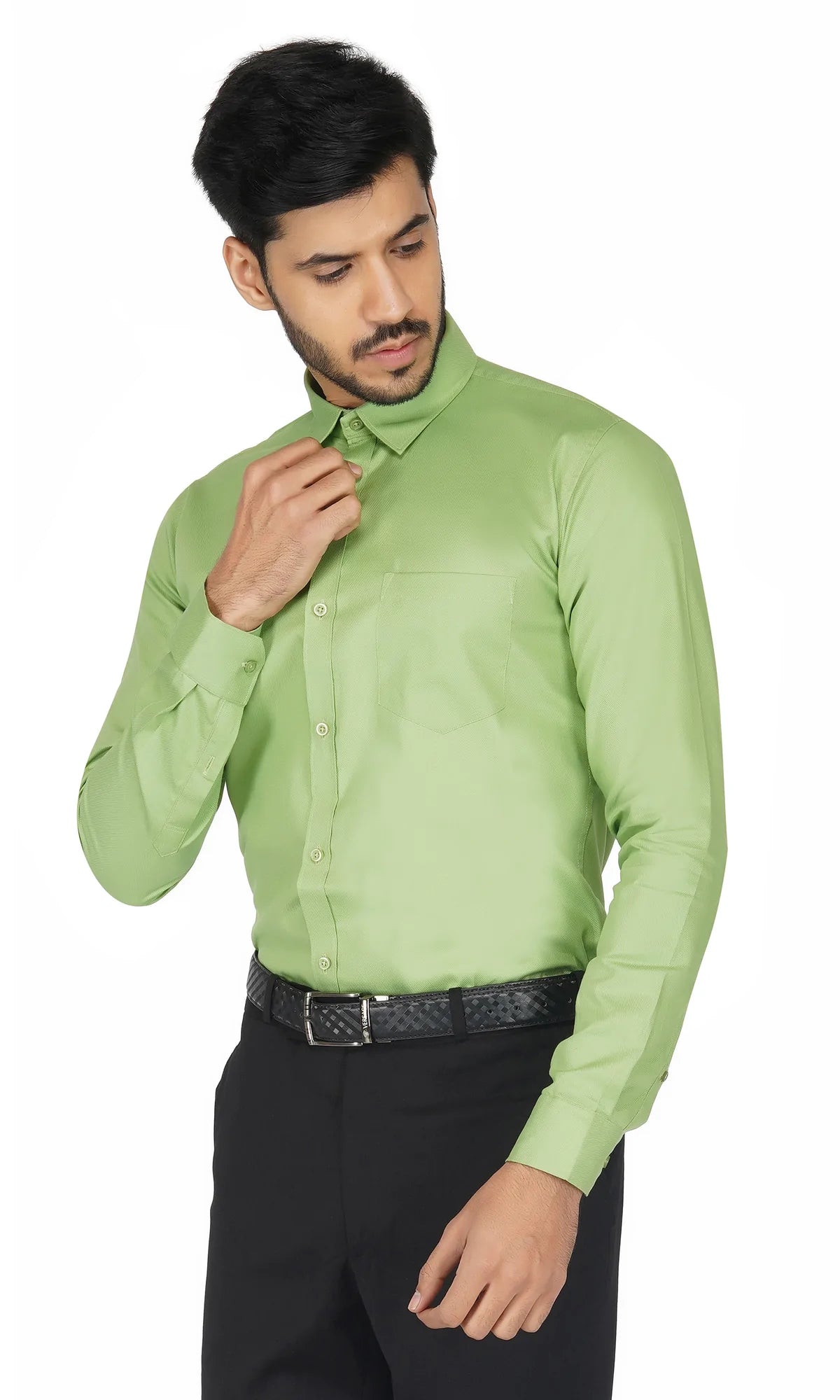 Olive Premium Dobby Cotton Shirt Code-1077