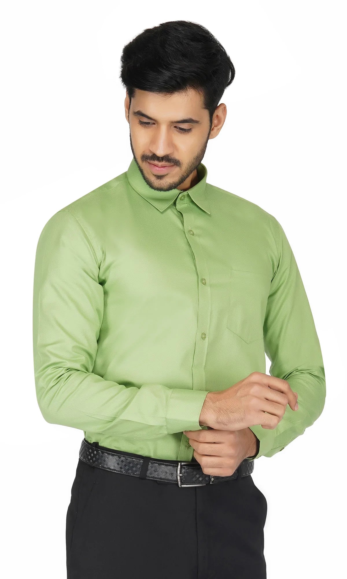 Olive Premium Dobby Cotton Shirt Code-1077