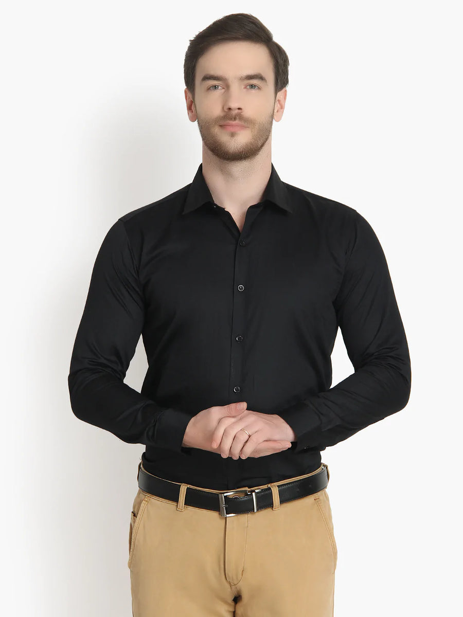 Men's Formal Black Cotton Shirt Code-1009