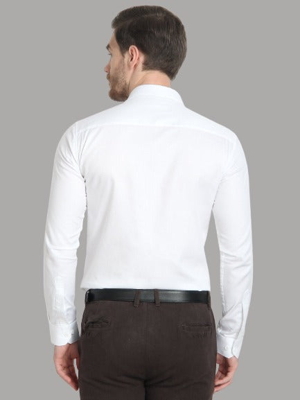 Men's Tailored-Fit Formal White Cotton Shirt Code-1036