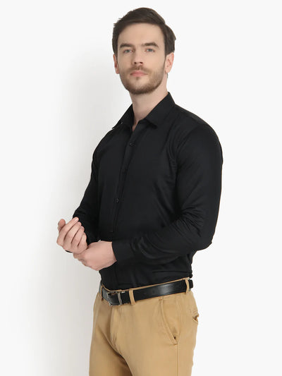 Men's Formal Black Cotton Shirt Code-1009