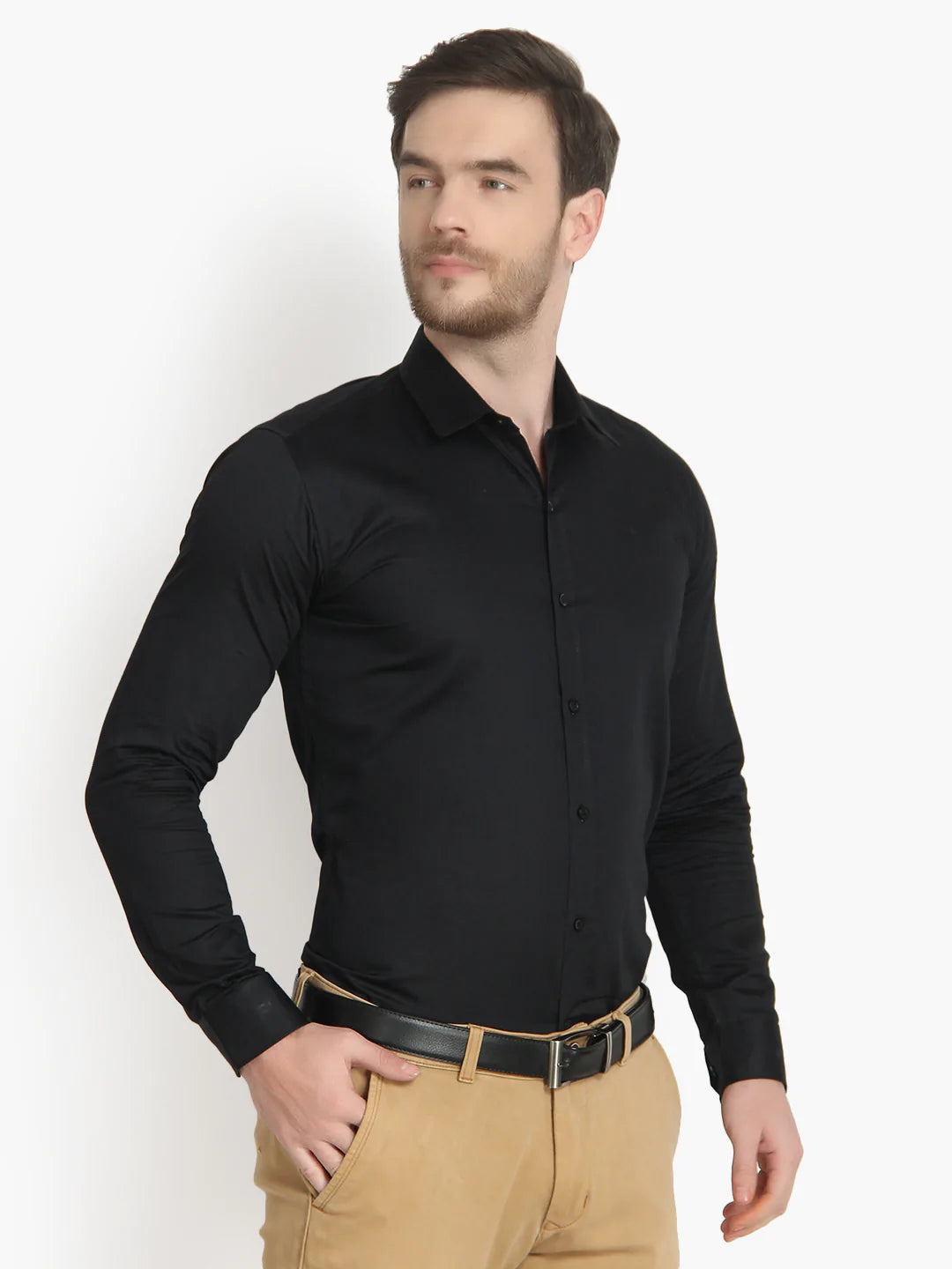 Men's Formal Black Cotton Shirt Code-1009