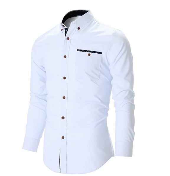 Men's Designer Cotton Button-Down White Shirt Code-1012