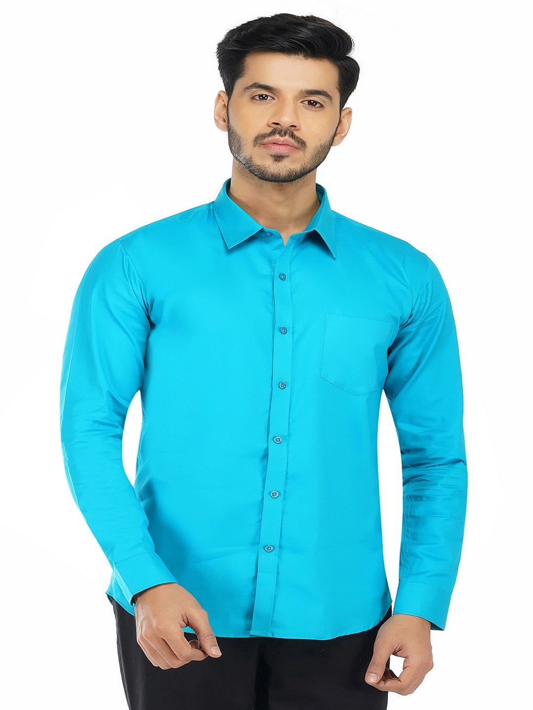 Men's Classic-Fit Oxford Sea Green Formal Shirt Code-1069