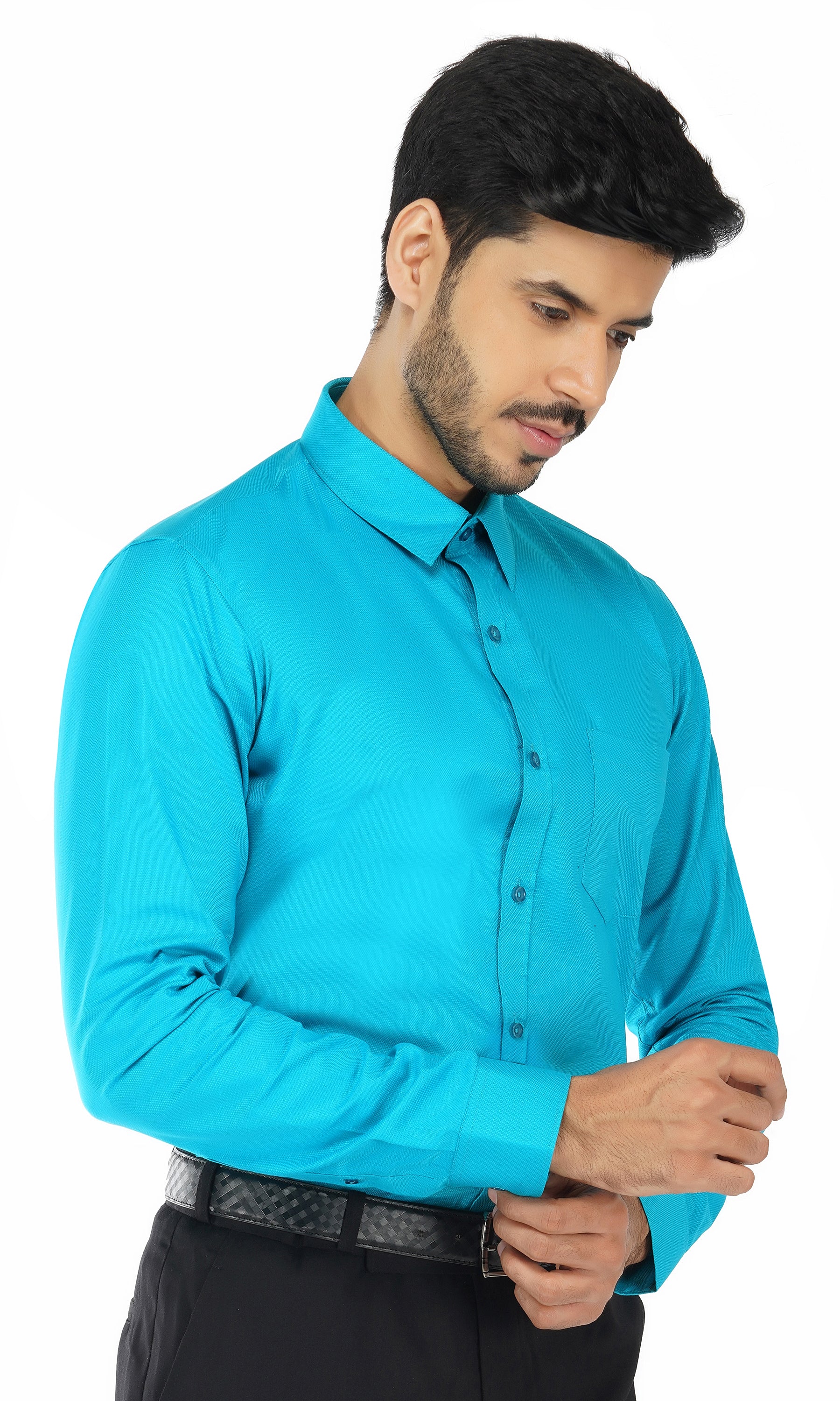 Men's Classic-Fit Oxford Sea Green Formal Shirt Code-1069