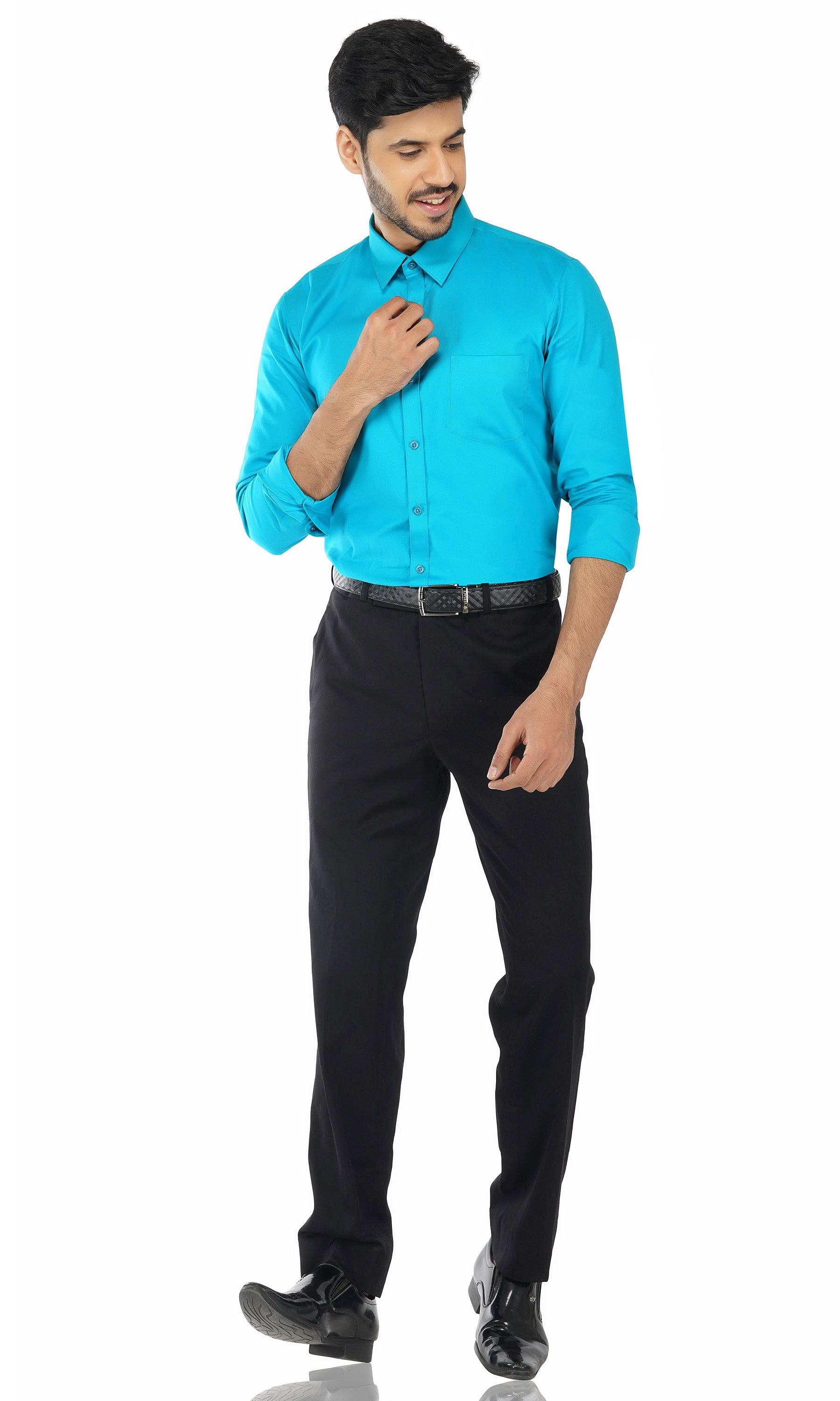 Men's Classic-Fit Oxford Sea Green Formal Shirt Code-1069