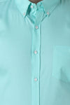Men's Turquoise Dobby Cotton Button-Down Long Sleeve Shirt Code-1232