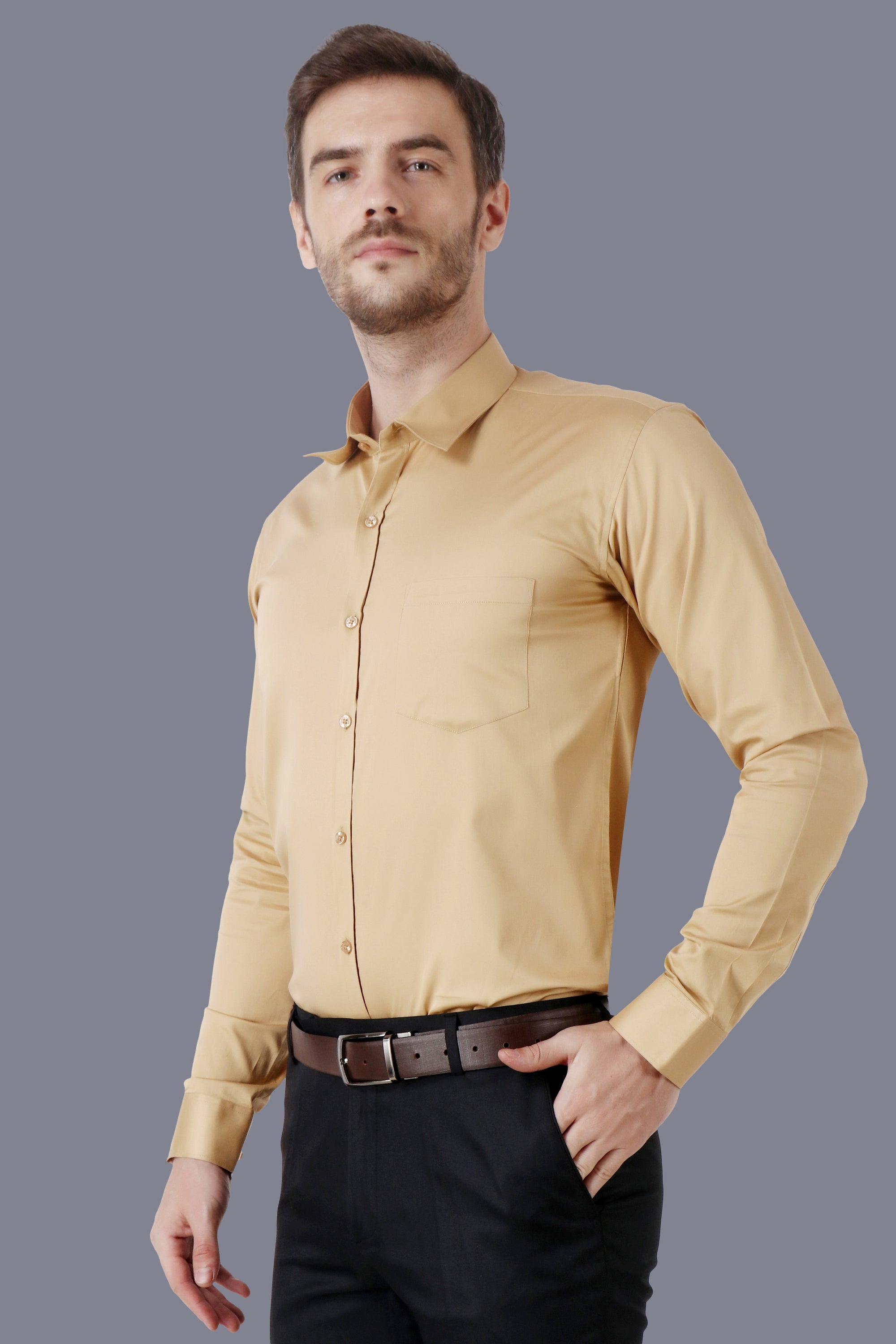 Classic Sandstone Brown Cotton Formal Shirt Code-1255