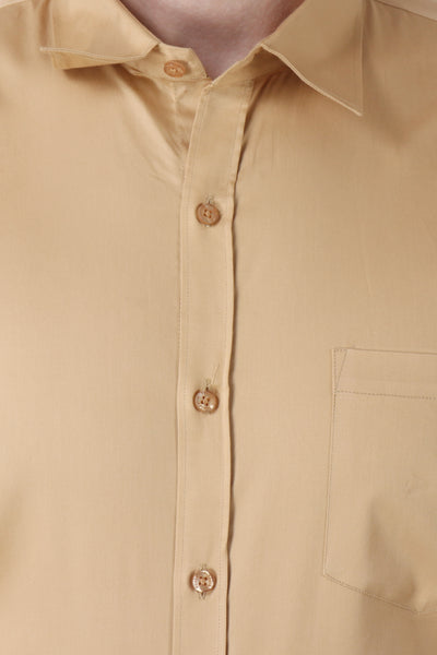 Tailored-Fit Brown Cotton Formal Full Sleeves Shirt Code-1255