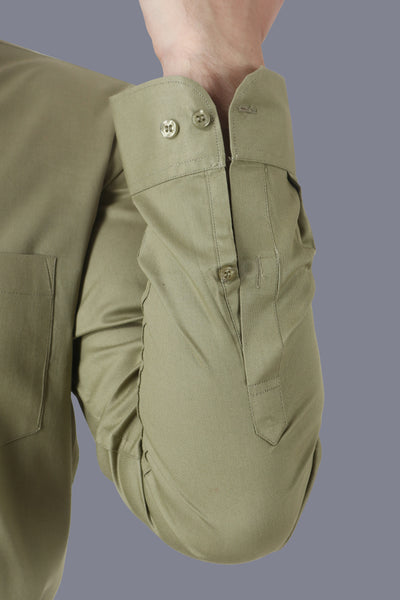 Men Premium Cotton Solid Olive Green Formal Shirt Code-1267
