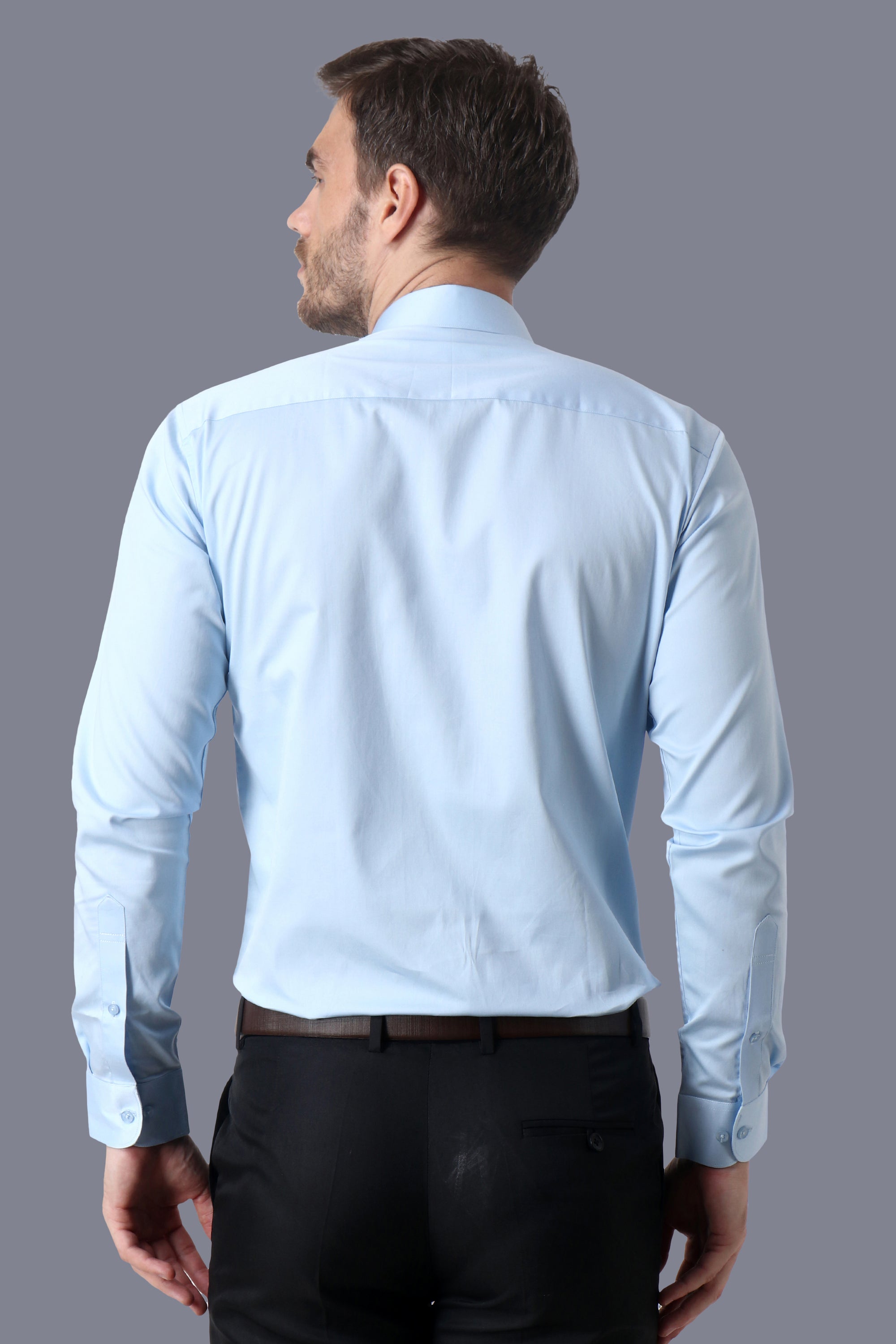 Men Premium Handmade Light Blue Formal Giza Cotton Shirt Code-1090