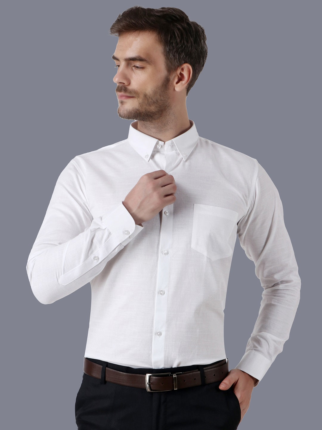 Premium Linen White Formal Shirt Code-1067