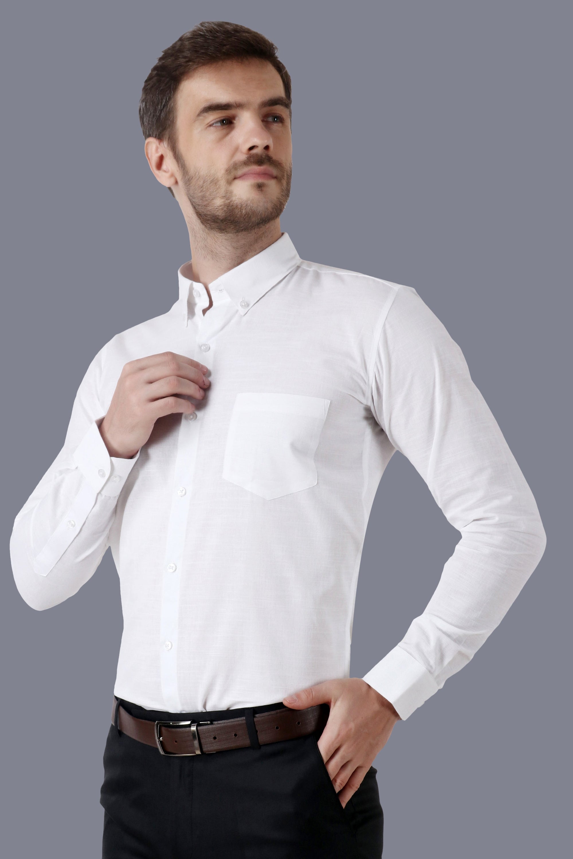 Premium Linen White Formal Shirt Code-1067