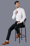Premium Tailored Fit Linen White Cotton Formal Shirt Code-1067