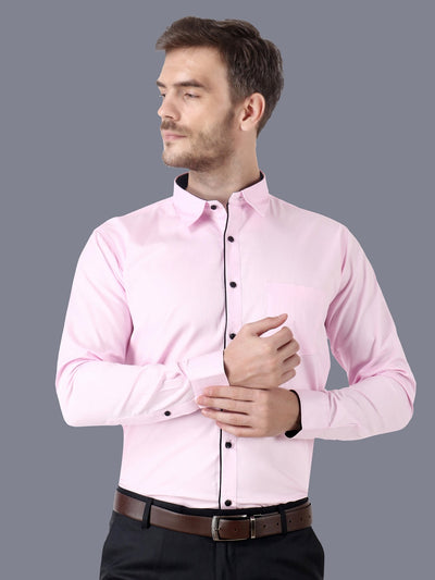Men Cotton Light Pink Solid Full Sleeves Formal Shirt Code-1263