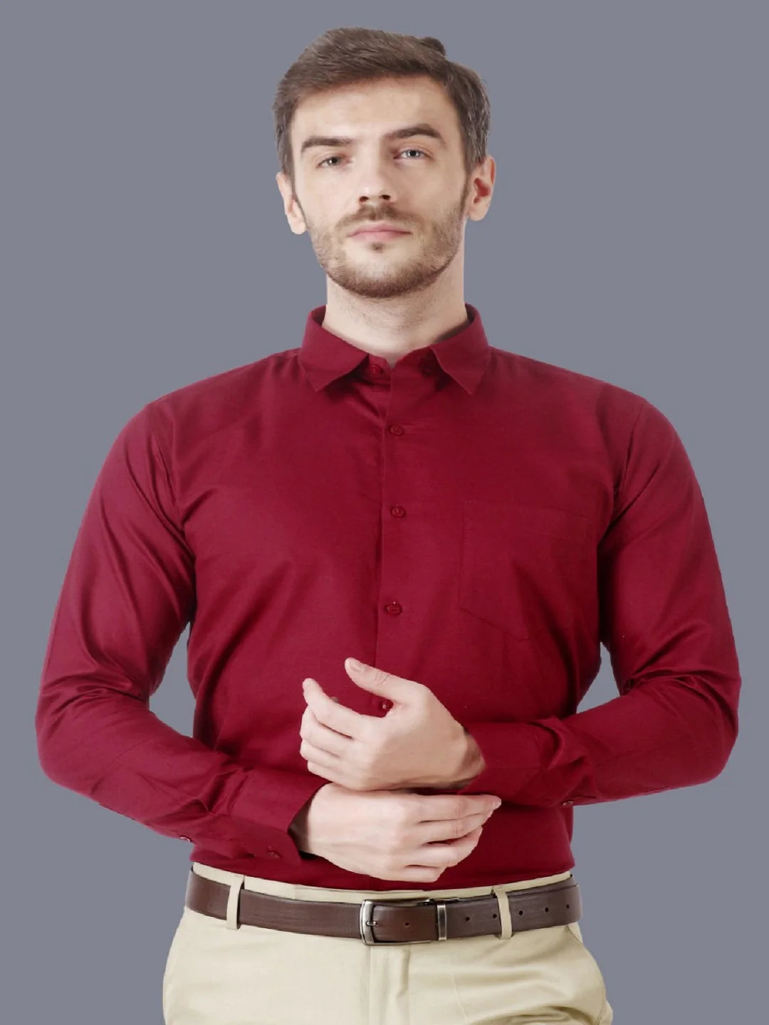 Men's Red Oxford Cotton Formal Shirt Code-1260