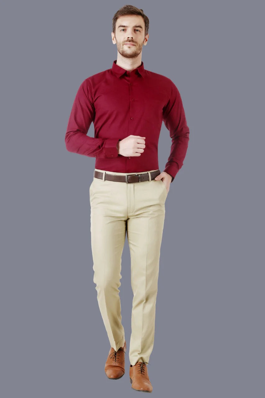 Men's Red Oxford Cotton Formal Shirt Code-1260