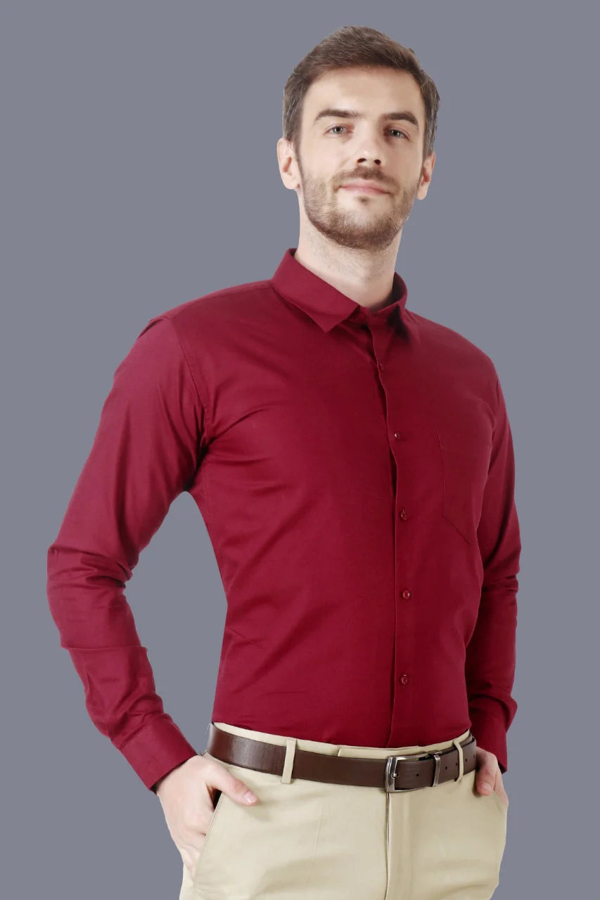 Men's Red Oxford Cotton Formal Shirt Code-1260