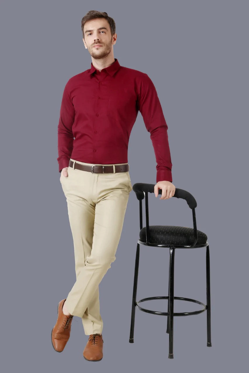 Men's Red Oxford Cotton Formal Shirt Code-1260