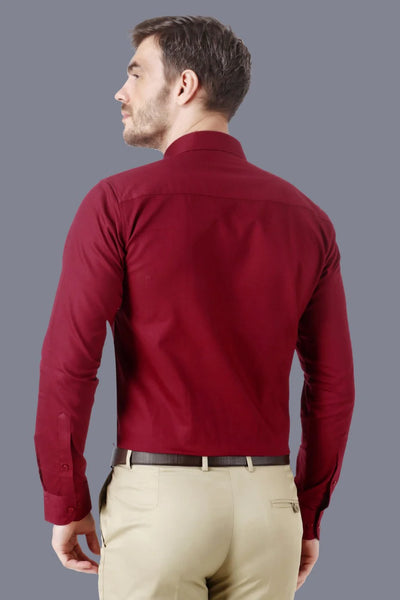 Men's Red Tailored Fit Oxford Cotton Formal Shirt Code-1260