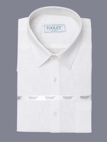 Men's White Linen Full Sleeve Solid Business Shirt Code-1287