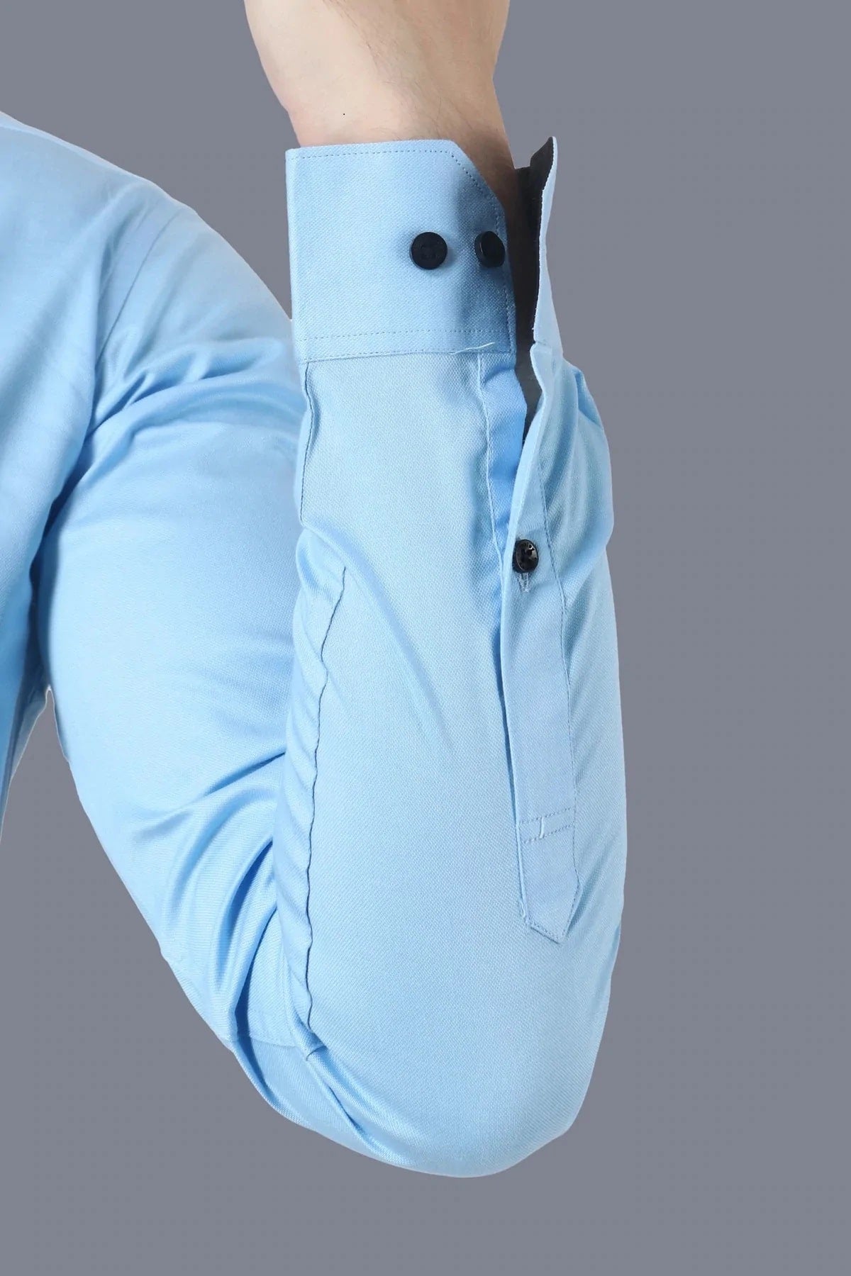 Blue Formal Cotton Shirt with Sleek Black Accents Code-1018