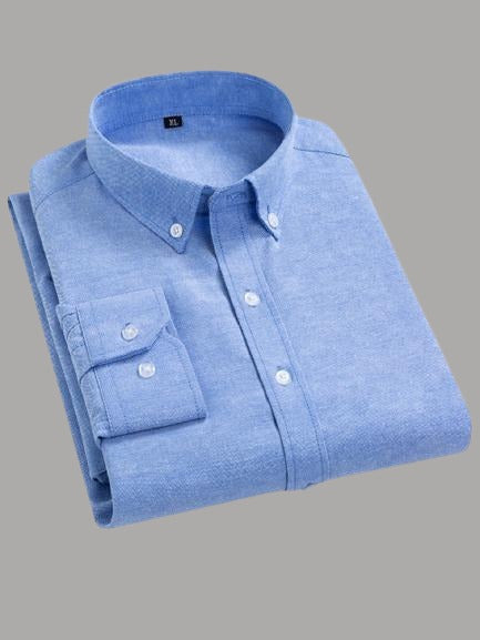 A-Men's Cotton Light Blue Formal Button-down Collar Shirt Code-1016